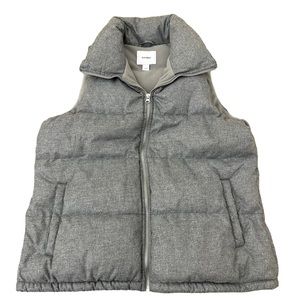 Old Navy Women’s Size Large Heather Grey Gray Fleece Lined Puffer Full Zip Vest